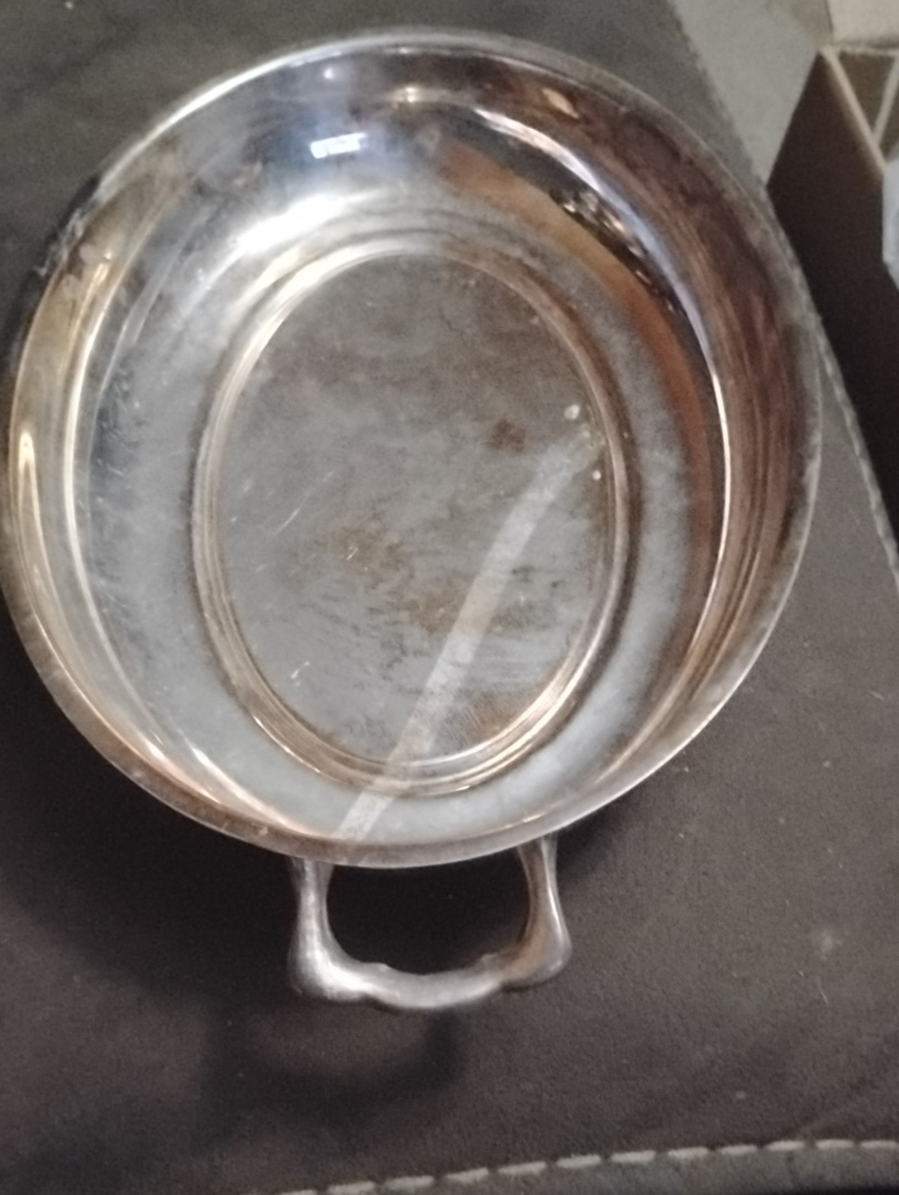 Source Unknown Silver-Tone Decorative Bowl with Handle